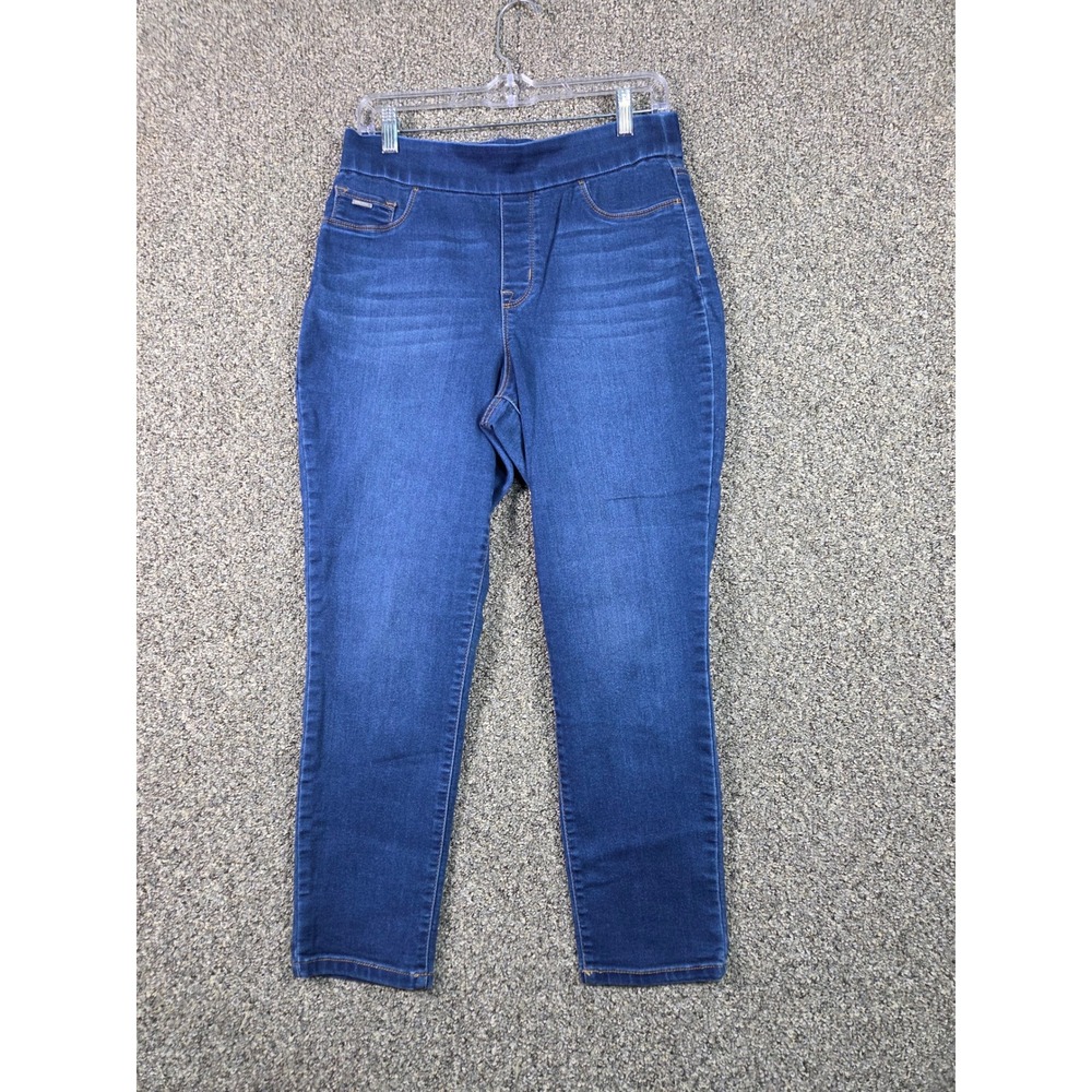 Nine West Heidi Pull-On Crop Jeans Women 10 Blue‎ High Rise Stretch Denim